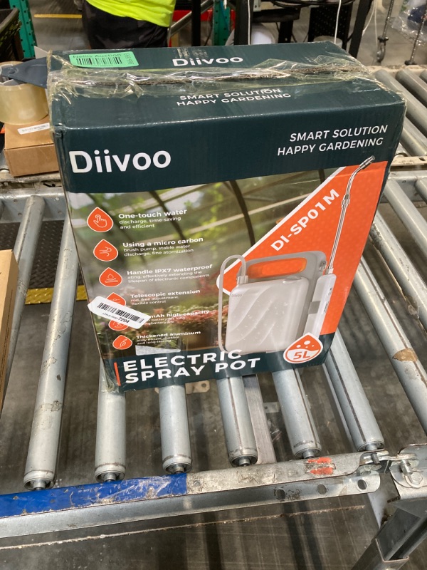 Photo 1 of 1.35 Gallon/5L Battery Powered Weed Sprayer, Diivoo Electric Garden Pump Sprayer with Type-C Handle, Water Sprayer with Telescopic Wand, and Brass Nozzles for Lawn Care, Plant Watering