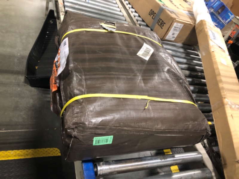 Photo 1 of [40'X40'] RSW Heavy Duty Waterproof 12 Mil Safety Reversible Tarp Cover, UV Resistant, Rip and Tear Proof Tarpaulin with Reinforced Edges - for Roof, Camping, Patio, Pool Cover, Boat (Brown/Silver)