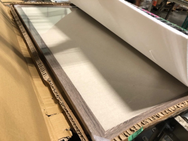 Photo 1 of ***DAMAGED AND USED****U Brands Linen Bulletin Board, 47"x35", Rustic Wood Style Frame, Industrial Grade Pinning Surface
