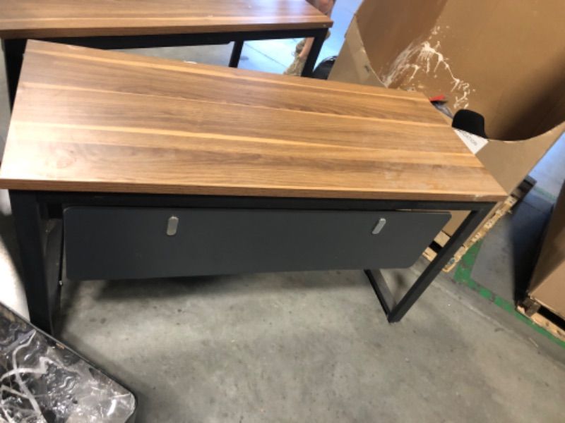 Photo 1 of  55 inch W x23.5 inch L brown wood top desk 