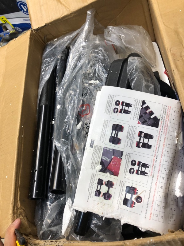 Photo 1 of ***MISSING PARTSYaheetech Adjustable Dumbbell 52.5lbs Free Weight Dumbbells Set 3 in 1 Fast Adjust Dumbbells Dumbbell Weight Set Used as Barbell, Kettlebells, with Tray, for Men/Women Home Gym Equipment, Black