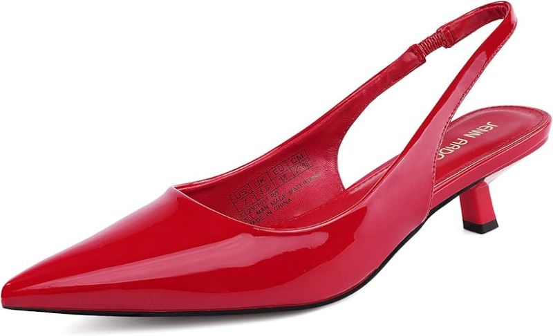 Photo 1 of **WINE RED** Slingback Heels for Women Low Heels Dress Shoes Kitten Pumps Dressy Heeled Sandals Wide Width Fashion Casual Shoes, Size 10
