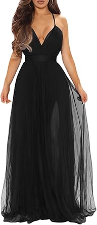 Photo 1 of  Women's Sexy Deep V Neck Split Cocktail Party Formal Bridesmaid Maxi Dress, XXL