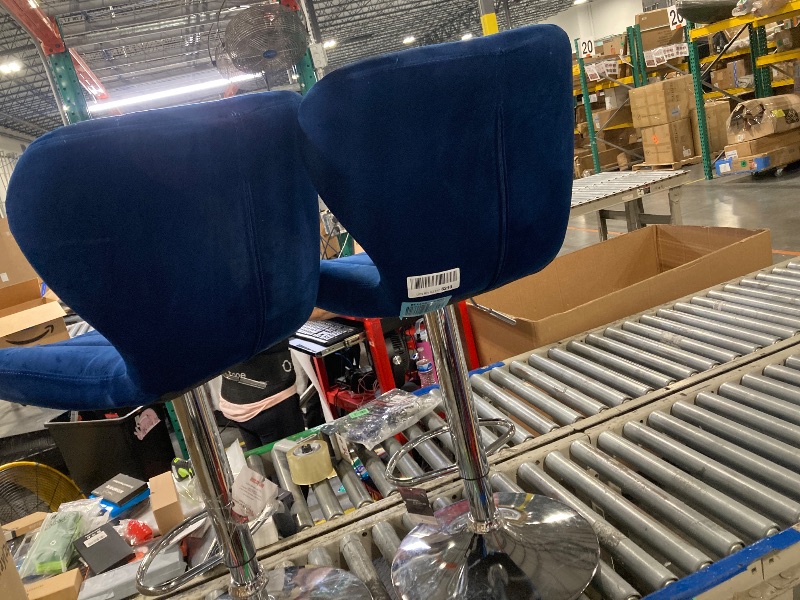 Photo 1 of 
Roundhill Furniture Ellston Velvet Adjustable Swivel Barstools in Blue, Set of 2
