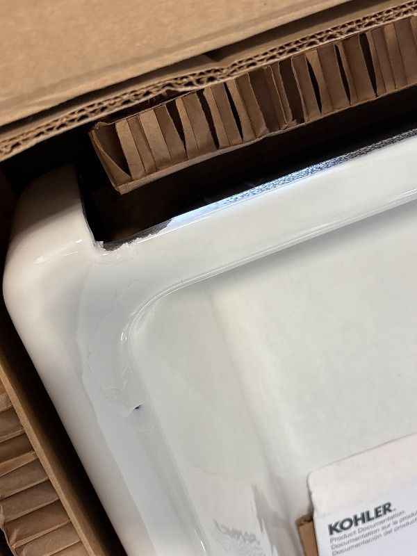 Photo 1 of **DAMAGED ON THE CORNER**KOHLER 5826-0 Whitehaven Farmhouse Self-Trimming Undermount Single-Bowl Sink with Short Apron, 33 Inch, White