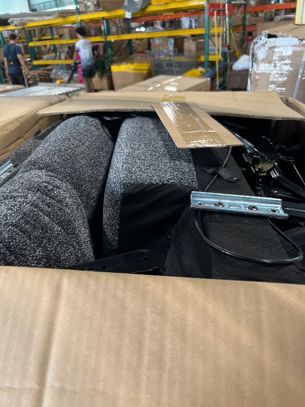 Photo 1 of ***MISSING SIDE PIECES*****Phoenix Home Manual Recliner Chair with Massage and Heat Ergonomic Overstuffed Breathable Fabric Reclining Chair with 2 Side Pockets, 2 Cup Holders, Remote Control, Living Room, Bedroom, Dark Gray