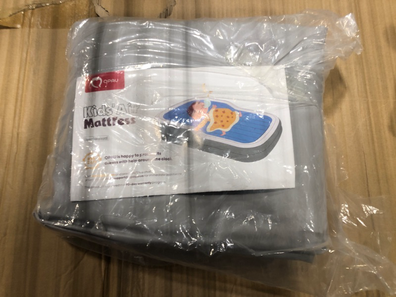 Photo 1 of ****** MISSING AIR PUMP******  QPAU Inflatable Toddler Travel Bed with 3-Sided Safety Bumpers, Extra Large Kids Air Mattress, Includes Fast Electric Pump & Detachable Mattress, Portable for Camping, Travel, Home Use (Grey)