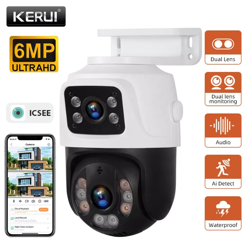 Photo 1 of **** SET OF 4 ***** ICSee Dual Lens WiFi IP Camera Wireless Outdoor CCTV PTZ Home Security IR Cam US
