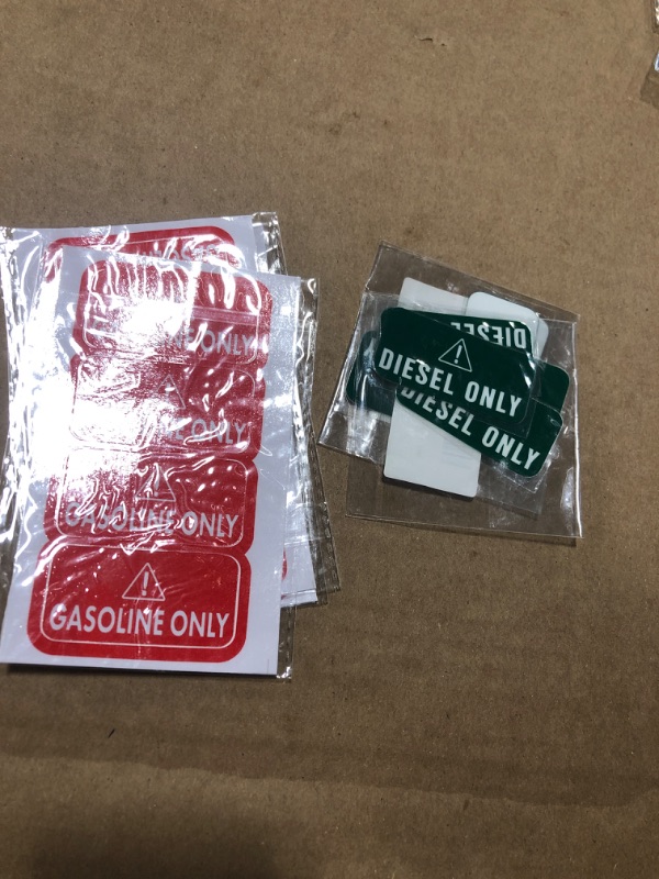 Photo 1 of *** BUNDLE OF 5 ***Pack 4 Fuel Type Stickers - Diesel & Gasoline Only, Weatherproof Adhesive Decals for Car & Truck Fuel Tanks (Plastic Decal 2x1in)
