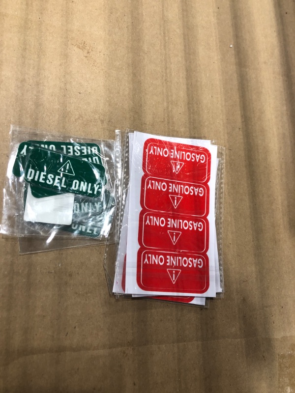 Photo 1 of *** BUNDLE OF 5 ***Pack 4 Fuel Type Stickers - Diesel & Gasoline Only, Weatherproof Adhesive Decals for Car & Truck Fuel Tanks (Plastic Decal 2x1in)