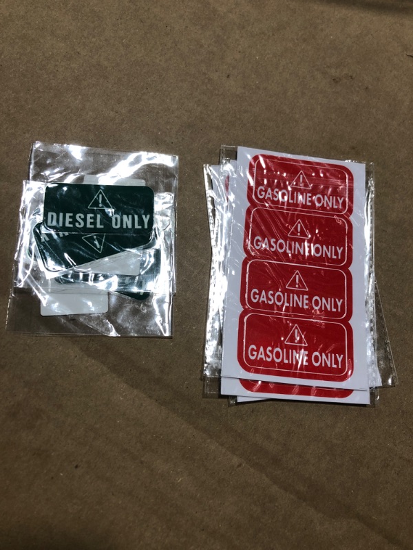 Photo 1 of *** BUNDLE OF 5 ***Pack 4 Fuel Type Stickers - Diesel & Gasoline Only, Weatherproof Adhesive Decals for Car & Truck Fuel Tanks (Plastic Decal 2x1in)