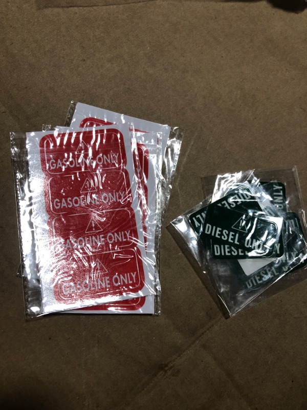 Photo 1 of *** BUNDLE OF 6 ***Pack 4 Fuel Type Stickers - Diesel & Gasoline Only, Weatherproof Adhesive Decals for Car & Truck Fuel Tanks (Plastic Decal 2x1in)