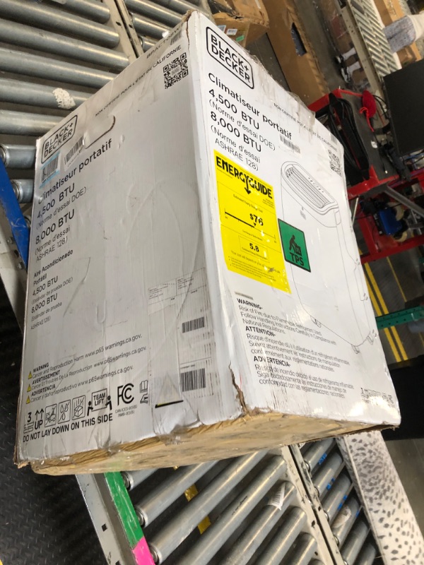 Photo 1 of [Missing parts] BLACK+DECKER Portable Air Conditioner, 9,000 BTU (5,300 BTU SACC) for Rooms up to 400 Sq. Ft., Portable AC with Follow Me Remote Control and Window Kit, BPACT08WT, White