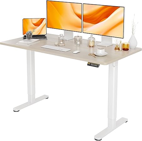 Photo 1 of 
JOISCOPE 55 x 24 inch Adjustable Electric Standing Desk (3AC, USB, Type-C) with 2 Memory Heights, 25 mm/s Lift Speed, Gaming Study Drafting Sit Stand Desk for Home Office Bedroom, White