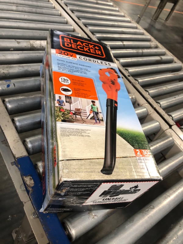 Photo 1 of ***MISSING BATTERY**BLACK+DECKER Leaf Blower Cordless with Battery and Charger 20V MAX, Electric Blower Lawn Sweeper, 130 mph Air Speed, Lightweight Design (LSW221)