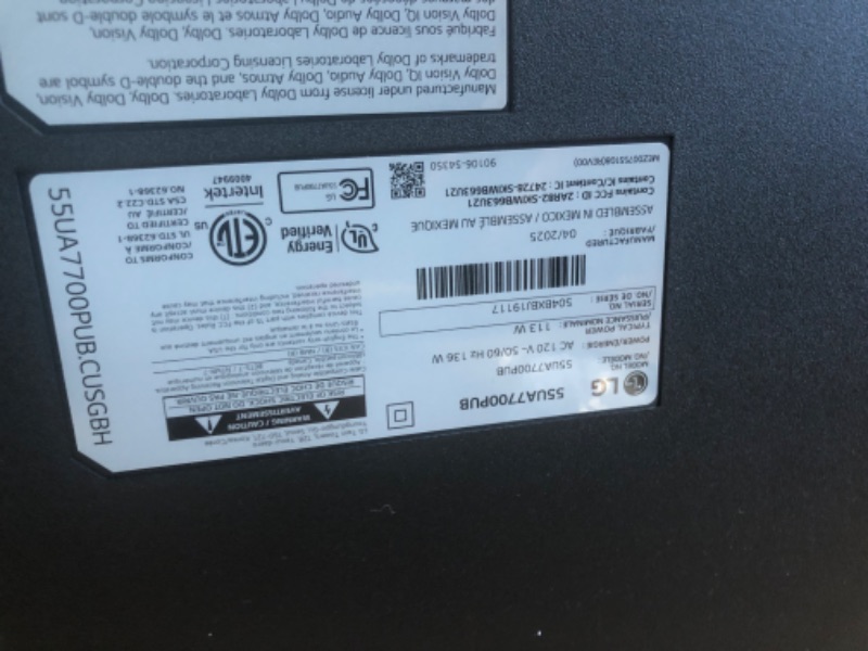 Photo 1 of **SCREEN IS DAMAGED**LG 55-Inch Class UHD AI 4K UA77 Series Smart TV w/AI Sound Pro, HDR10, 4K Super Upscaling, Filmmaker Mode, Wow Orchestra, Compatible with Alexa (55UA7700PUB, 2025)