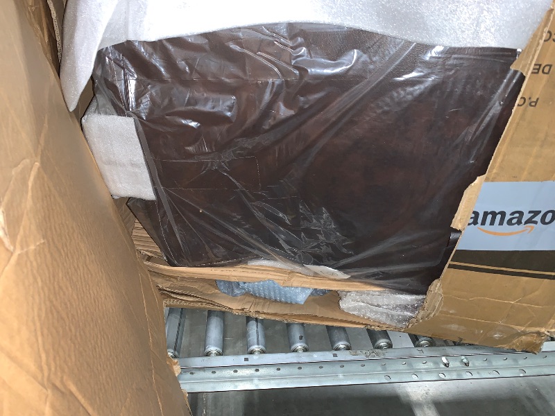 Photo 1 of ***MISSING HARDWARE***
La-Z-Boy Bellamy Executive Office Chair with Memory Foam Cushions, Real Wood Arms and Swivel Base, Waterfall Seat Edge, Faux Bonded Leather, Brown