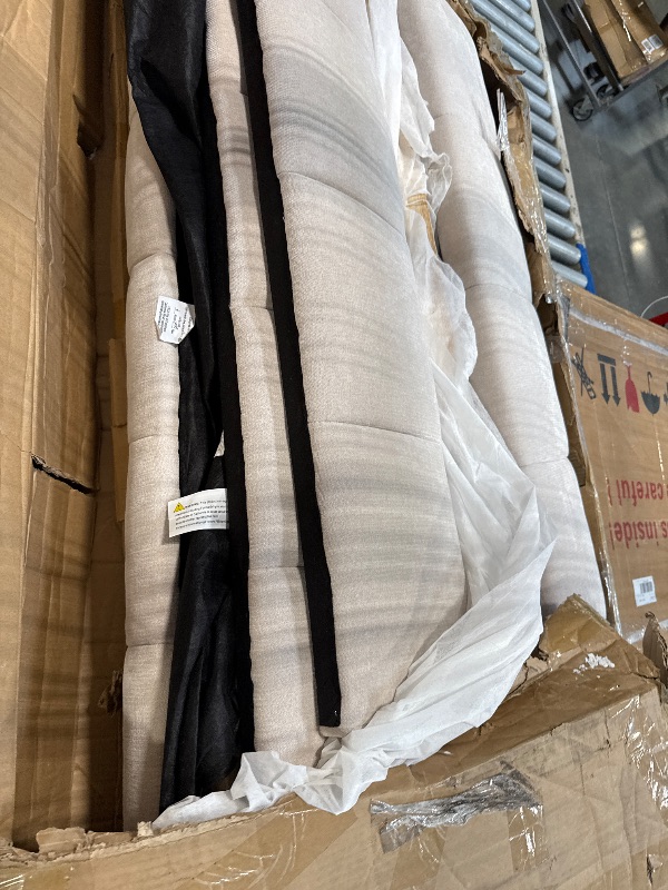 Photo 1 of ** VERY USED ** DEINPPA California King Modern Grounded Bed with Cloud Soft Headboard, Chenille Upholstered Wood Base Platform Bed with 4 Storage Drawers, Italian Style-Beige