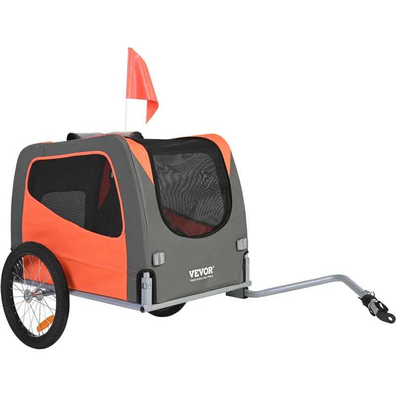 Photo 1 of **black and gray'missing 1 wheel and bar that attches from bike to wagon**
VEVOR Dog Bike Trailer, Supports up to 66 lbs, Pet Cart Bicycle Carrier, Easy Folding Frame with Quick Release Wheels, Universal Bicycle Coupler, Reflectors, Flag, Collapsible to S