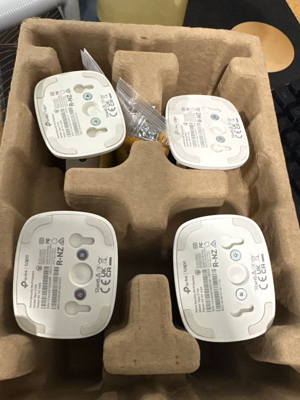 Photo 1 of **MISSING POWER ADAPTERS** Tapo by TP-Link 1080P Indoor Security Camera for Baby Monitor, Pet Camera w/Motion Detection, 2-Way Audio Siren, Night Vision, Cloud & SD Card Storage, Works w/Alexa & Google Home, C100(4-Pack). 