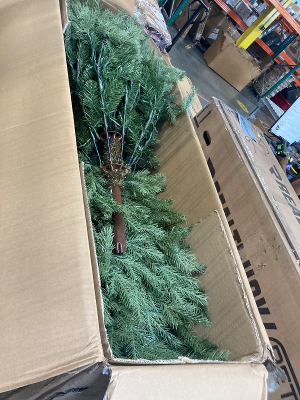 Photo 1 of **MISSING PARTS** ONLY THE BOTTOM PARTS**National Tree Company Pre-Lit 'Feel Real' Artificial Slim Christmas Tree, Green, Nordic Spruce, Dual Color LED Lights, Includes Stand, 7.5 feet
