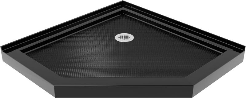 Photo 1 of 
DreamLine SlimLine 38 in. D x 38 in. W x 2 3/4 in. H Corner Drain Neo-Angle Shower Base in Black, DLT-2038380-88