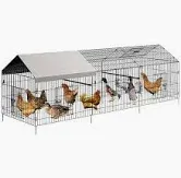 Photo 1 of  Metal Chicken Coop, Large Chicken Run for Yard with Waterproof Cover, Outdoor Portable Chicken Pen with 4 Doors, 1 Window, Chicken House for Small Animals Duck, Rabbit, Hen
