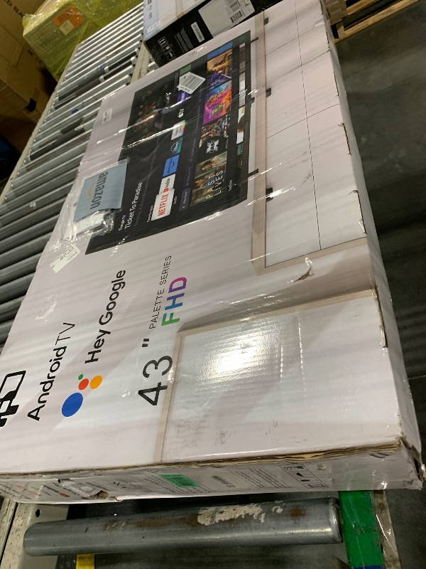 Photo 1 of ** Only parts** FPD 43 Inch Smart TV Flat Screen Frame LED Television Full HD 1080p Google Cast Built in, Streaming Live Ultra Thin HDR10 Android TV, Bluetooth, Vesa, Hdmi, WiFi (Palette-Series 2025)