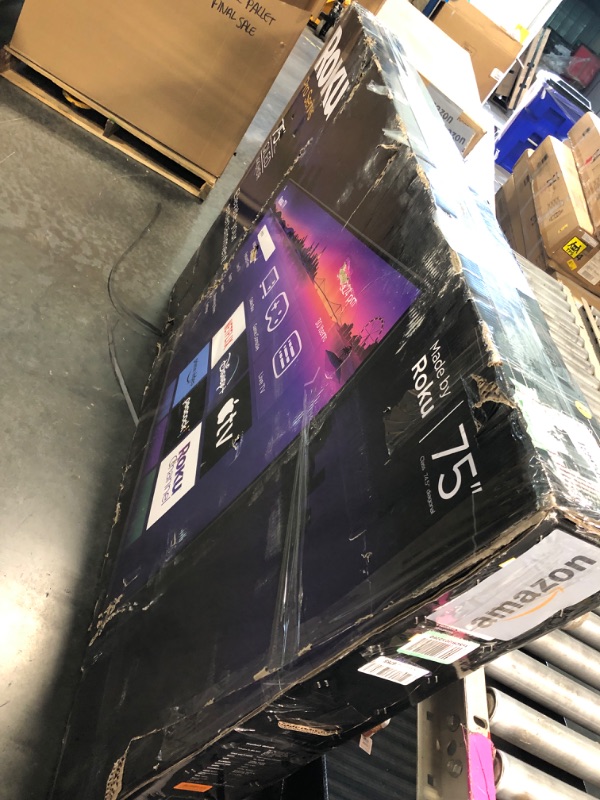 Photo 1 of ***SCREEN DAMAGED***
Roku Smart TV – 75-Inch Pro Series 4K QLED RokuTV with Backlit Roku Voice Remote Pro, Dolby Vision IQ, 120Hz Refresh Rate – Live Local News, Sports, Gaming