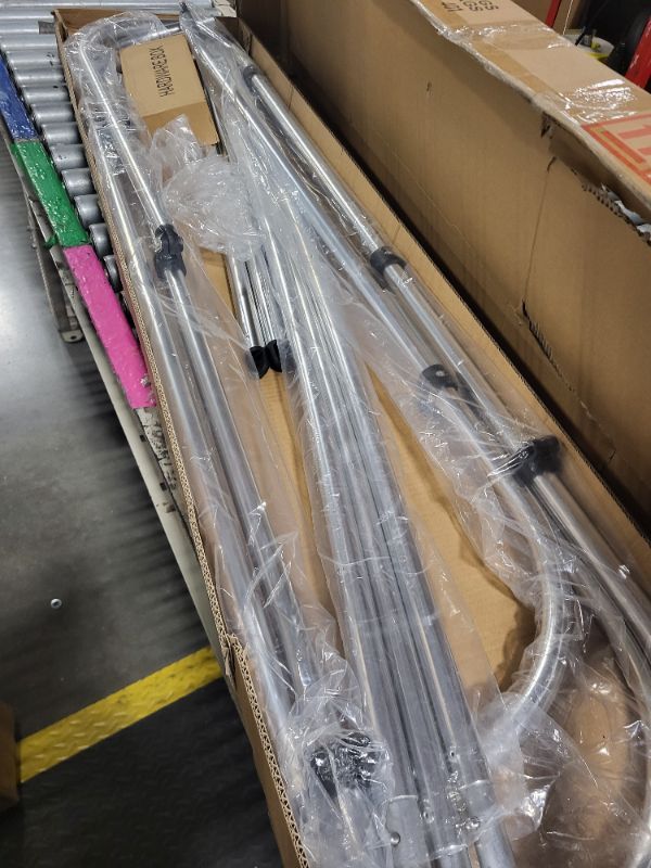Photo 1 of ***MISSING HARDWARE***
Leader Accessories Black 3 Bow 6'L x 46" H x 73"-78" W Bimini Top Boat Cover Includes 4 Straps 2 Rear Support Poles Mounting Hardwares Storage Boot with 1" Aluminum Frame