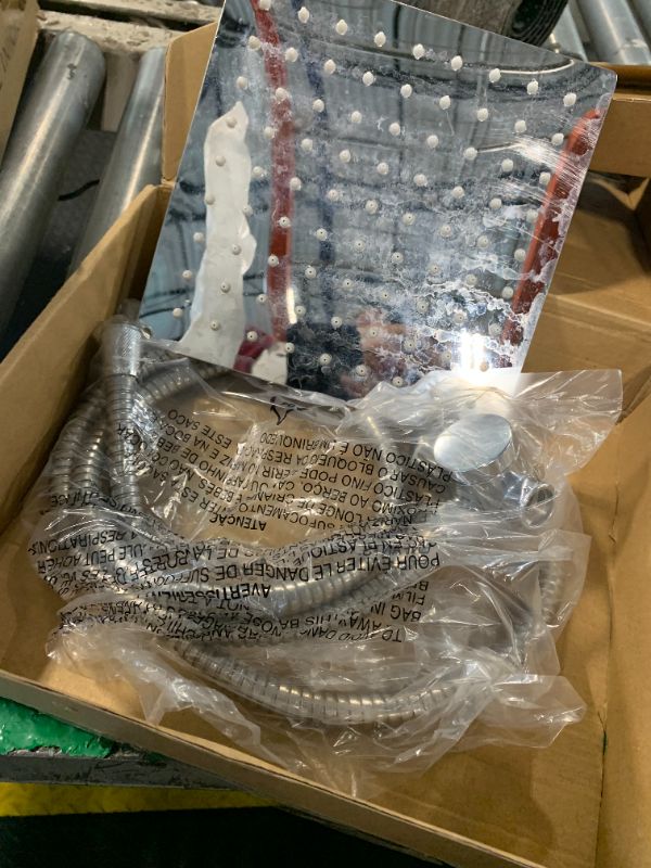Photo 1 of ***MISSING PIECESHibbent All Metal Rain Shower Head, 10'' High Pressure Rainfall Square Showerhead with 16" Shower Head Extension Arm, Solid Brass Adjustable Shower Arm Extender, Waterfall fixed Showerheads, Chrome