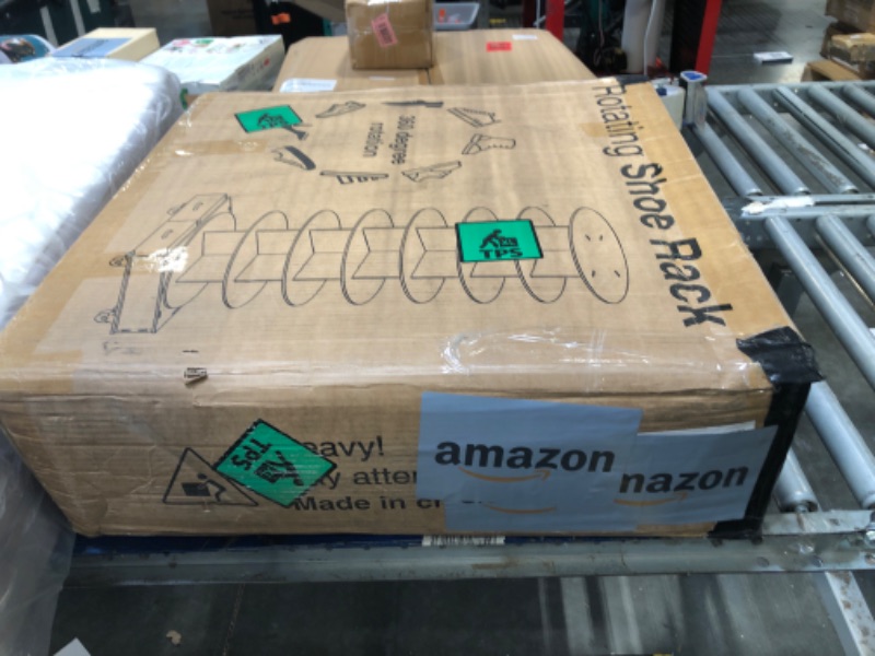 Photo 1 of 8 Tier Rotating Shoe Rack Tower contains 2 drawers, Spinning Shoe Rack Display Lazy Susan, Revolving 360 Shoe Racks Storage Round Carousel, Equipped with 5 Universal Wheels with Brake Function