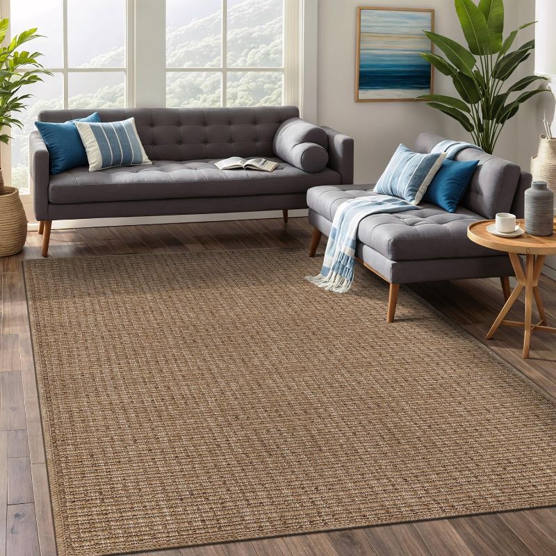 Photo 1 of ***similar***Beverly Rug Easy Jute Natural Rug 5x7 Solid Washable Durable Outdoor Indoor Area Rugs for Living Dining Room Patio Office Stain Resistant Non Shedding Casual Indoor Outside Carpet (5 x 7 Natural)