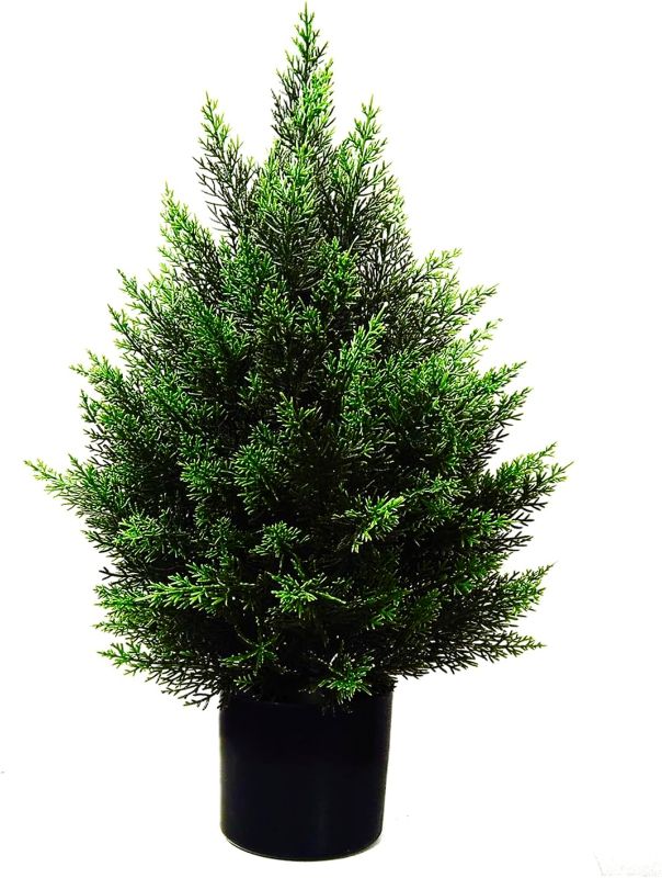 Photo 1 of **MISSING THE POT** Artificial Topiary Tree Beautiful Realistic Faux Cedar Pines Christmas Trees UV Rated Fake Shrubs for Front Porch Faux Plants Indoor and Outdoor Decor?1 Pack?
