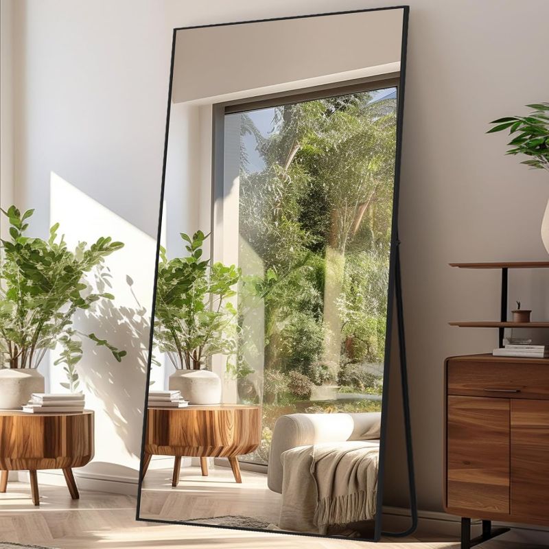 Photo 1 of ****similar***Black Rectangle Oversized Mirror Full Length with Stand 34" x 76" Large Full Body Dressing Standing Floor Mirror for Bedroom Wall Mounted Mirror for Living Room