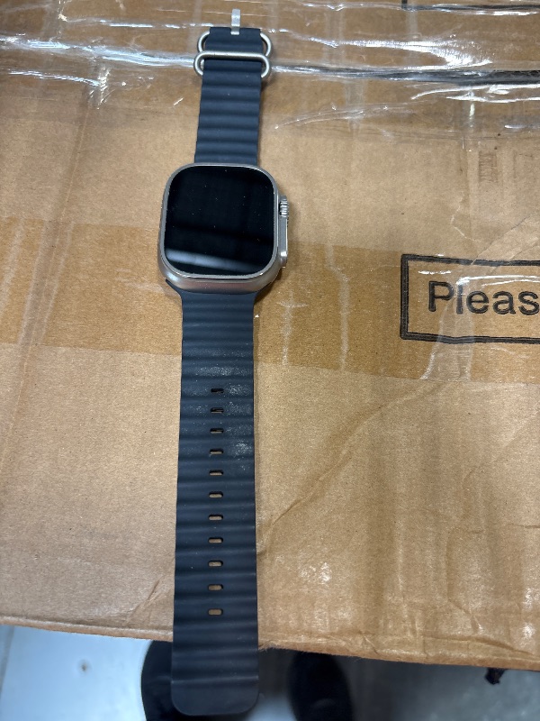 Photo 1 of **PARTS ONLY** Apple Watch Ultra [GPS + Cellular 49mm] Titanium Case with Midnight Ocean Band, One Size (Renewed Premium)