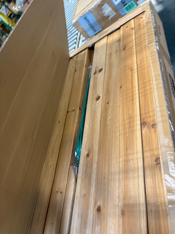 Photo 1 of **2 BOX SET WILL NEED TRUCK FOR PICK UP**
Backyard Discovery Mount Mckinley Cedar Wood Swing Set with Wave Slide, Play Deck, Double Rock Wall, Rope Ladder, Web Swing, Belt Swings, Toy Telescope, Steering Wheel, Sandbox Area, Outdoor Playset