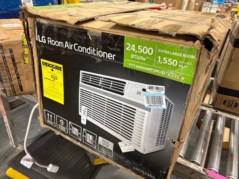 Photo 1 of **damage to coil**
LG LW2524RD 24,500 Window Air Conditioner, 230V, 1,560 Sq.Ft. (39' x 40' Room Size), Quiet Operation, Electronic Control with Remote, 3 Cooling & Fan Speeds, Auto Restart, 24500 BTU, White