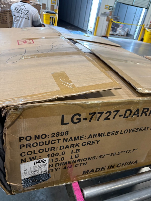 Photo 1 of  BOX 2 AND 4 IN THIS TICKET-BOXES 3 AND 1 ARE MISSING**
ARMLESS LOVE SEAT WITH PULL OUT BED LG-7727-DARK GRAY 2898