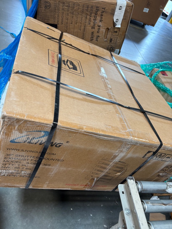 Photo 1 of **factory sealed**Iliving - 36" Wall Mounted Shutter Exhaust Fan - Automatic Shutter - Single Speed - Vent Fan For Home Attic, Shed, or Garage Ventilation, 6128 CFM, 9000 SQF Coverage Area, Silver (ILG8SF36S)