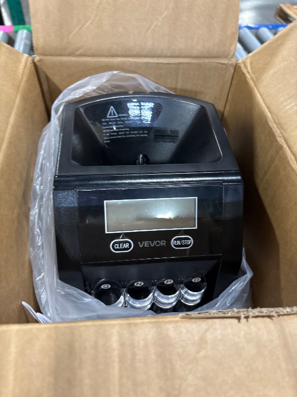 Photo 1 of ***SOLD FOR PARTS, NO RETURNS***
VEVOR USD Coin Sorter, Coin Sorter Machine for USD Coin 1? 5? 10? 25?, Sorts up to 230 Coins/min, Coin Sorter and Wrapper Machine Holds 200 Coins Included 4 Coin Tubes, Black
