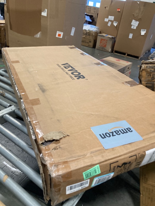 Photo 1 of **MINOR DAMAGE**VEVOR Deck Box, 120 Gallon Outdoor Storage Box, 56.3" x 26.6" x 23.8", Waterproof PP Deckbox with Aluminum Alloy Padlock, for Patio Furniture,Garden Tools, Outdoor Cushions, Gray