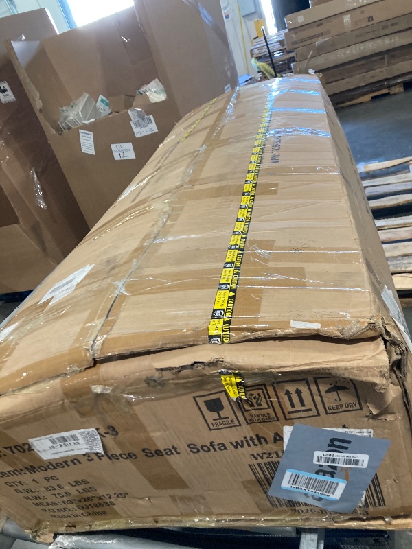 Photo 1 of ***MISSING HARDWARE***
KEIKI 74 Inch 3-Seater Deep Seat Sofa, Modern Velvet 3 Person Seat Sofa Couch with Scooped Armrest and Wood Legs, Upholstered Velvet 3-seat Sofa with Removable Cushions for Living Room, Navy Blue