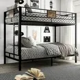 Photo 1 of  Metal Twin Over Twin Size Bunk Bed Frame with Stairs & Full-Length Guardrail, Black