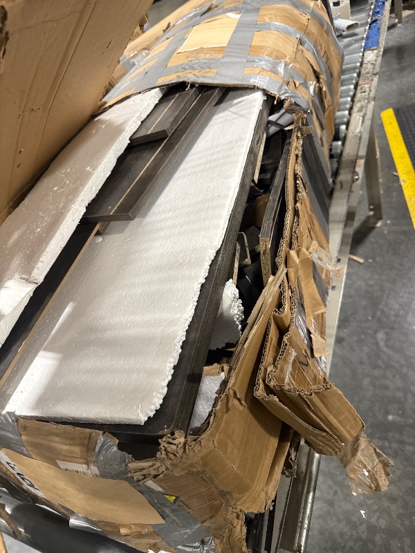 Photo 1 of **MISSING INSTRUCTIONS TO ASSEMBLE**  DWVO Dark Rustic Oak 7 Drawer Dresser, 47" W Large Double Dresser Chest of Drawers, Modern Wood Storage Organizer with Black Metal Handles & Anti-Tipping Device for Hallway, Entryway