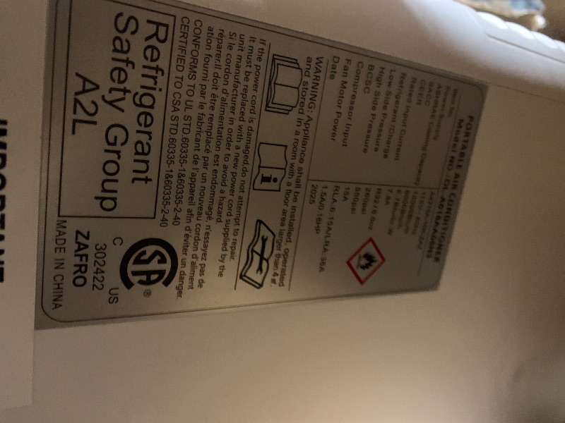 Photo 1 of ***missing hardware***ZAFRO 10,000 BTU Portable Air Conditioners, 4 Modes Portable AC Unit with Fast Cooling/Energy Efficient/Remote/24Hrs Timer for Bedroom/Dorms/Indoor Rooms, White