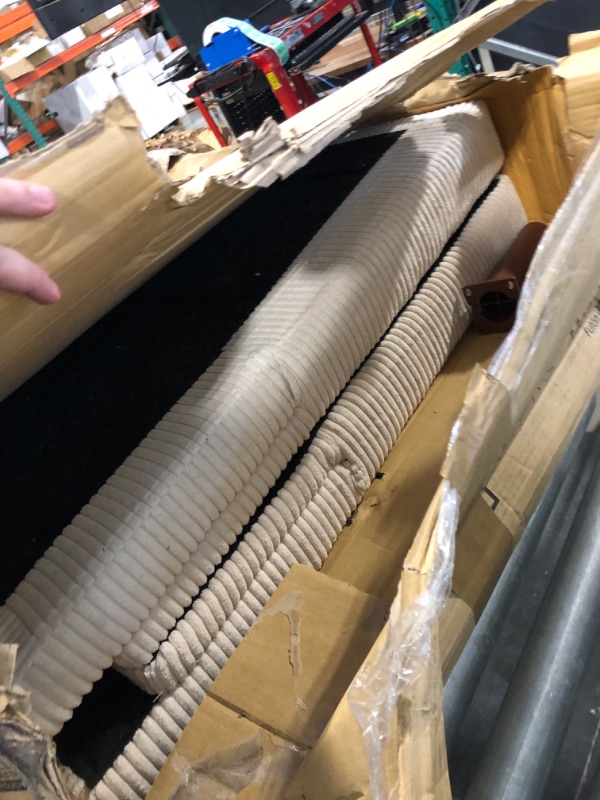Photo 1 of **MISSING CUSHIONS**LINSY Futon Sofa Bed: 71 Inch Corduroy Futon Couch with Adjustable Backrest, Convertible Folding Futons Sofa Couches for Small Spaces Living Rooms Apartment Office, Beige