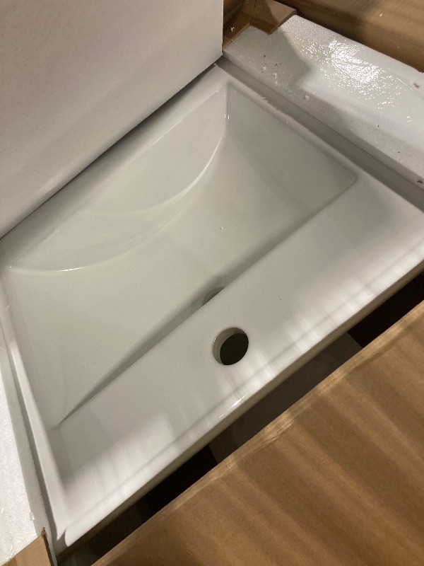 Photo 1 of **SINK ONLY**TUYOHW 24 Inch Floating Bathroom Vanity with White Ceramic Sink, Wall Mounted Bathroom Storage Cabinet with 2 Soft-Closing Drawers, Wave Carving Design, Faucet and Drain Not Included, Walnut