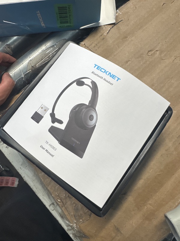 Photo 1 of TECKNET Bluetooth 5.0 Headset with Microphone for PC, USB Wireless Headset with Mic for Work, 40Hrs Worktime AI Noise Cancelling On Ear Bluetooth Headphones with Charging Base for Laptop/Call Center