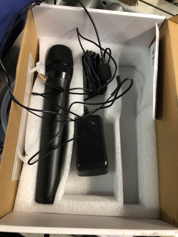 Photo 1 of ***(MISSING PARTS)***
Phenyx Pro Wireless Microphone System, VHF Wireless Mic Set with Handheld/Bodypack/Headset/Lapel Mics, Stable Signal, Cordless Microphone for Singing, Karaoke, Church, DJ (PTV-1-1H1B)